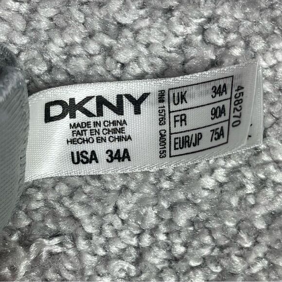 DKNY T-Shirt Bra 34A Gray Push-Up Back Closure Convertible Padded Lace - Picture 9 of 11